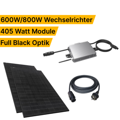 Balkonkraftwerk Komplettset, 600 Watt oder 800 Watt Wechselrichter, 405 Watt Module