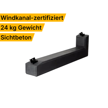 Betonaufständerung für Solarmodule, Windkanal-zertifiziert, 24 kg Gewicht, Sichtbeton