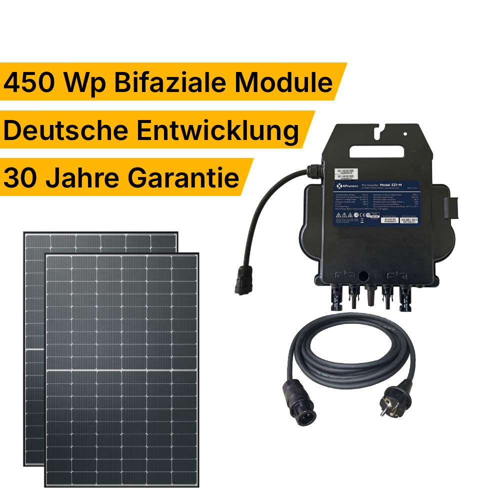 Balkonkraftwerk Komplettset 600 Watt, sofort einsatzbereit, starke 420 Watt Module, Wechselrichter mit WLAN